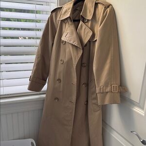 London Fog Tan Double-Breasted Trench Coat with Epaulets